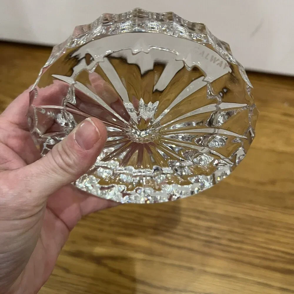 Beautiful‎ Vintage Marked Galway Irish Crystal Round Low Profile Candle Holder